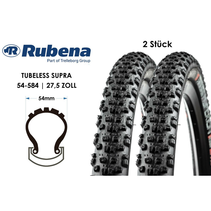 2 Stck 27.5 Fahrrad Reifen RUBENA Hyperion Top Design MTB 27.5x2.10 Faltreifen TLR 54-584