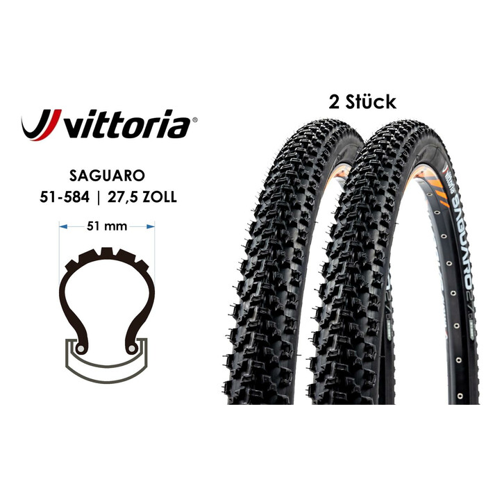 2 Stck 27.5 Zoll Vittoria Saguaro Falt Reifen 27.5x2.0 Mountain Bike 51-584 schwarz