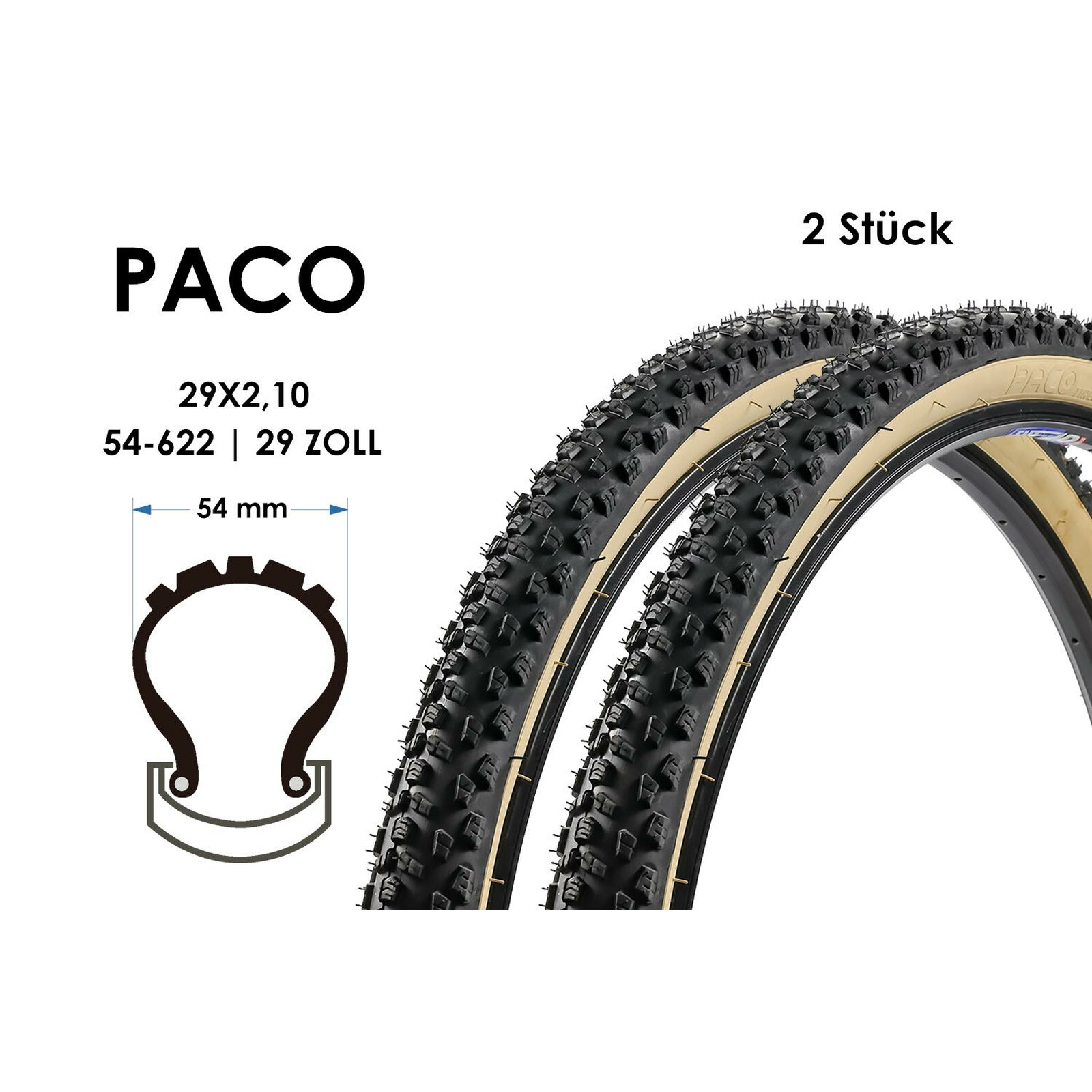 24,99 Stück 2 Fahrrad Decke PACO 54, € 29 Reifen 29x2.10 Tires MTB Zoll Mantel
