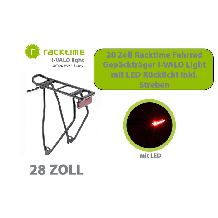 28 Zoll Racktime Fahrrad Gepcktrger I-VALO Light mit LED Rcklicht inkl. Streben