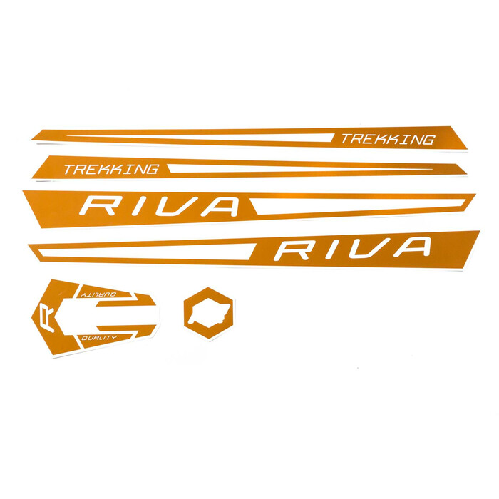 Fahrrad DEKOR Satz Aufkleber Rahmen frame Decal Sticker RIVA Label braun wei