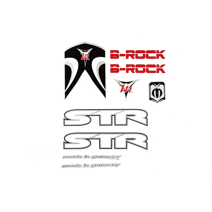 Fahrrad DEKOR Satz Aufkleber Rahmen frame Decal Sticker STR B-Rock wei schwarz rot